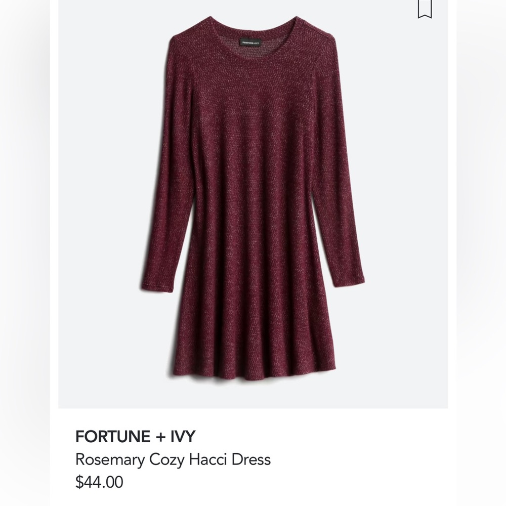 Fortune & ivy XXL merlot sweater dress